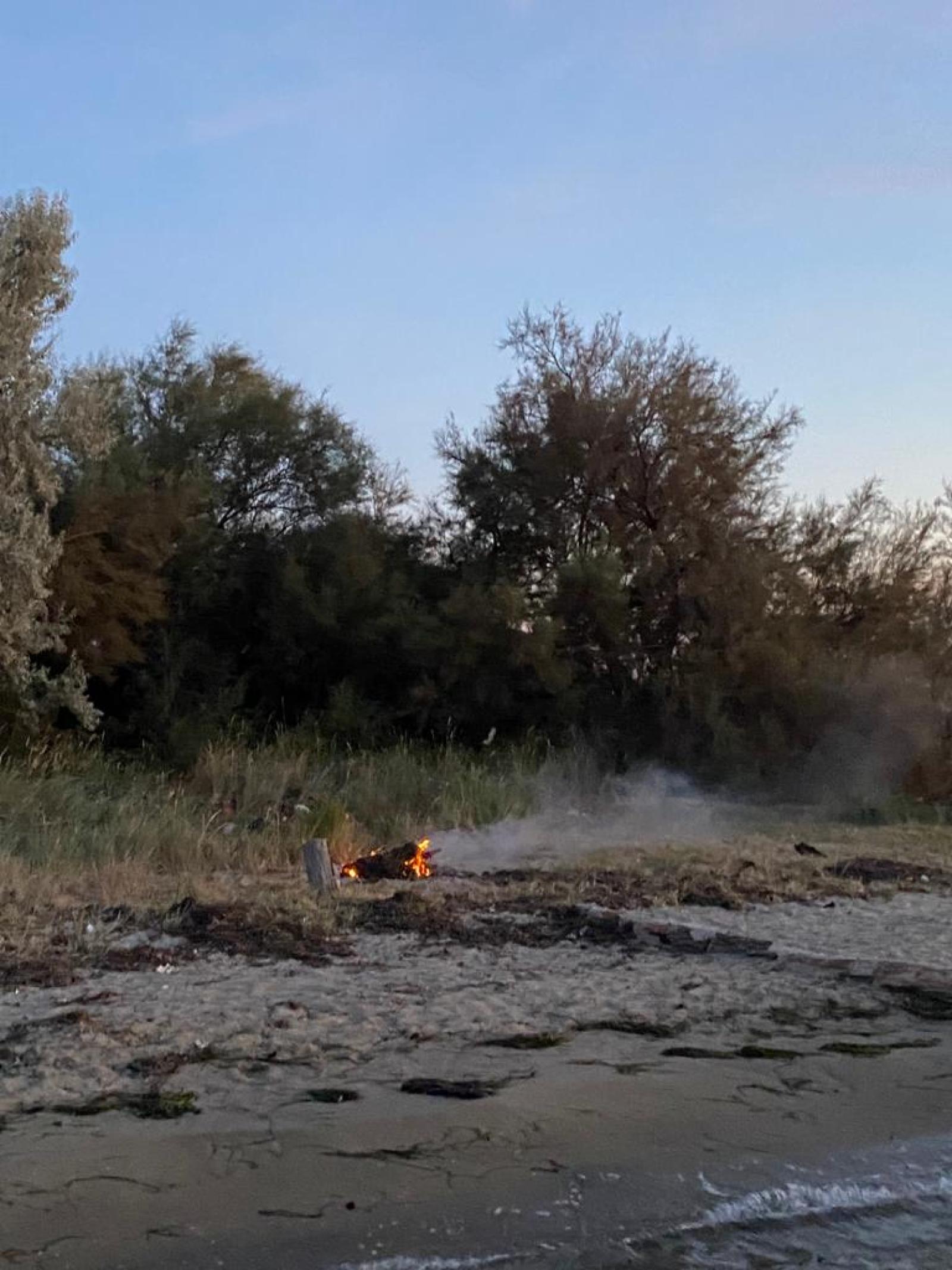 Rogo sulla spiaggia, due diportisti lo spengono