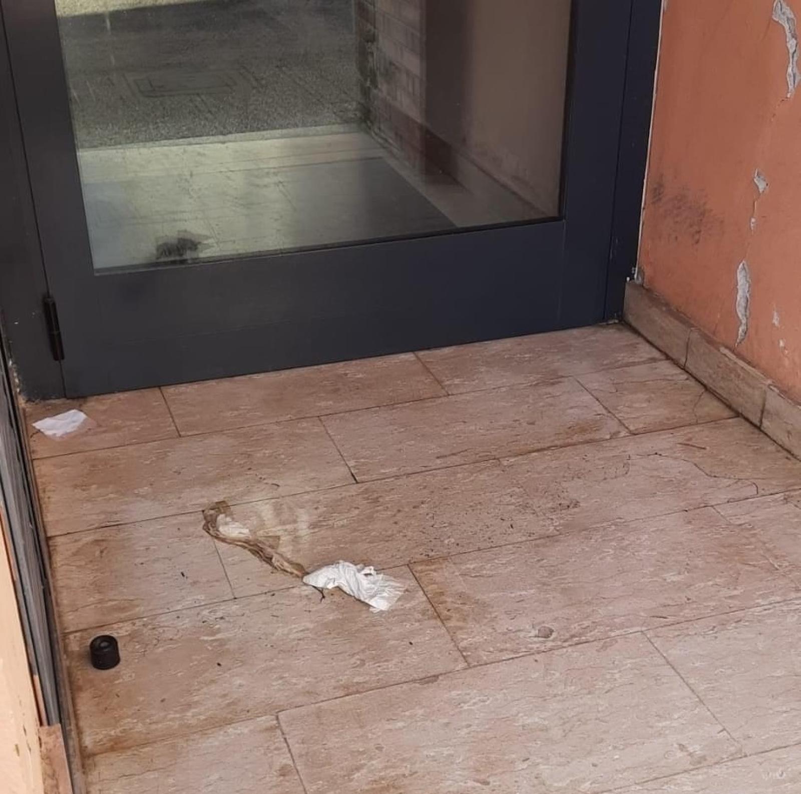 Urinano sulla porta dell&rsquo;Emmanuel