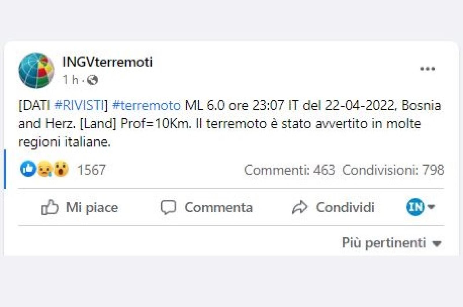 Fortissimo terremoto fa tremare il Nordest