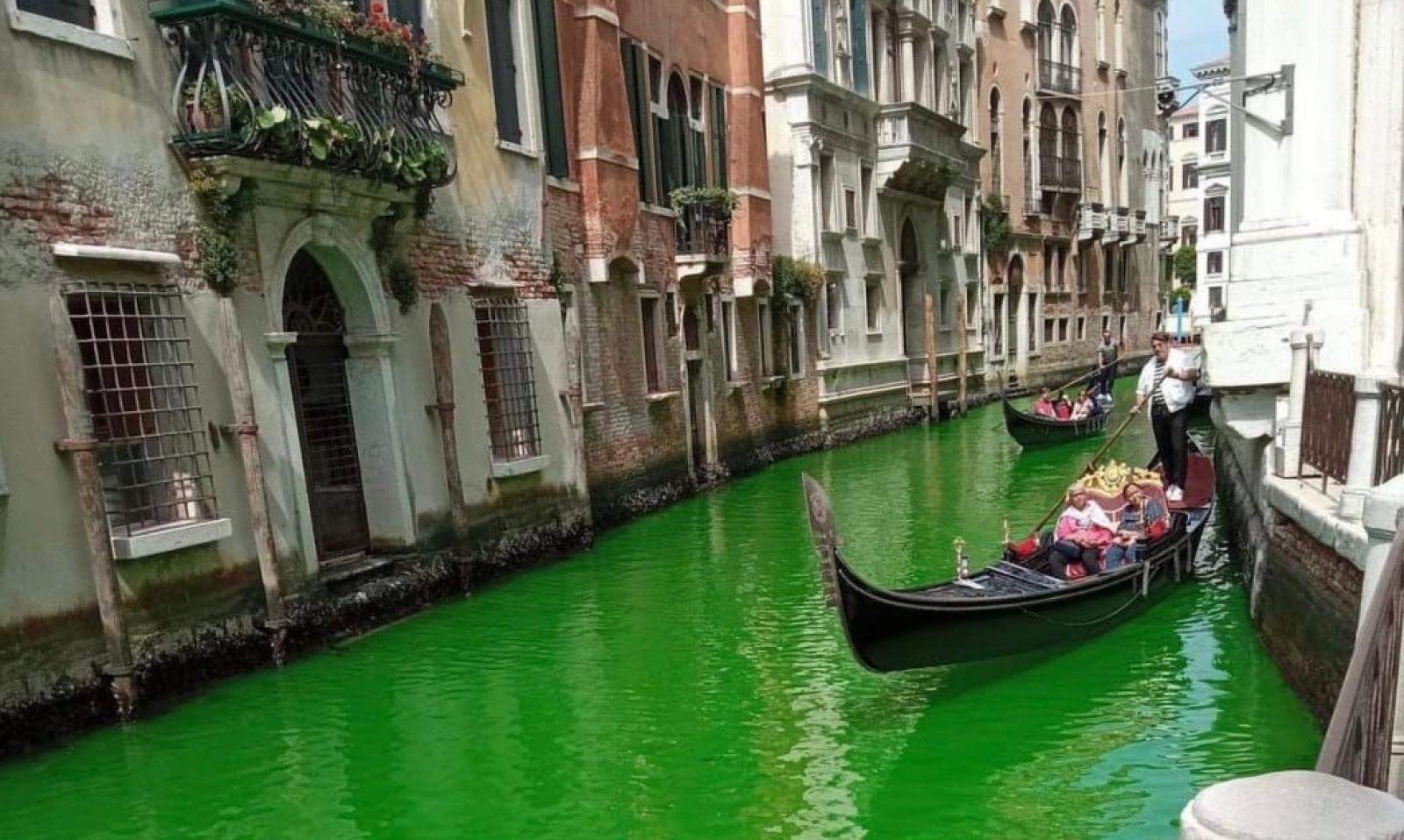 Il Canal Grande diventa verde fluorescente