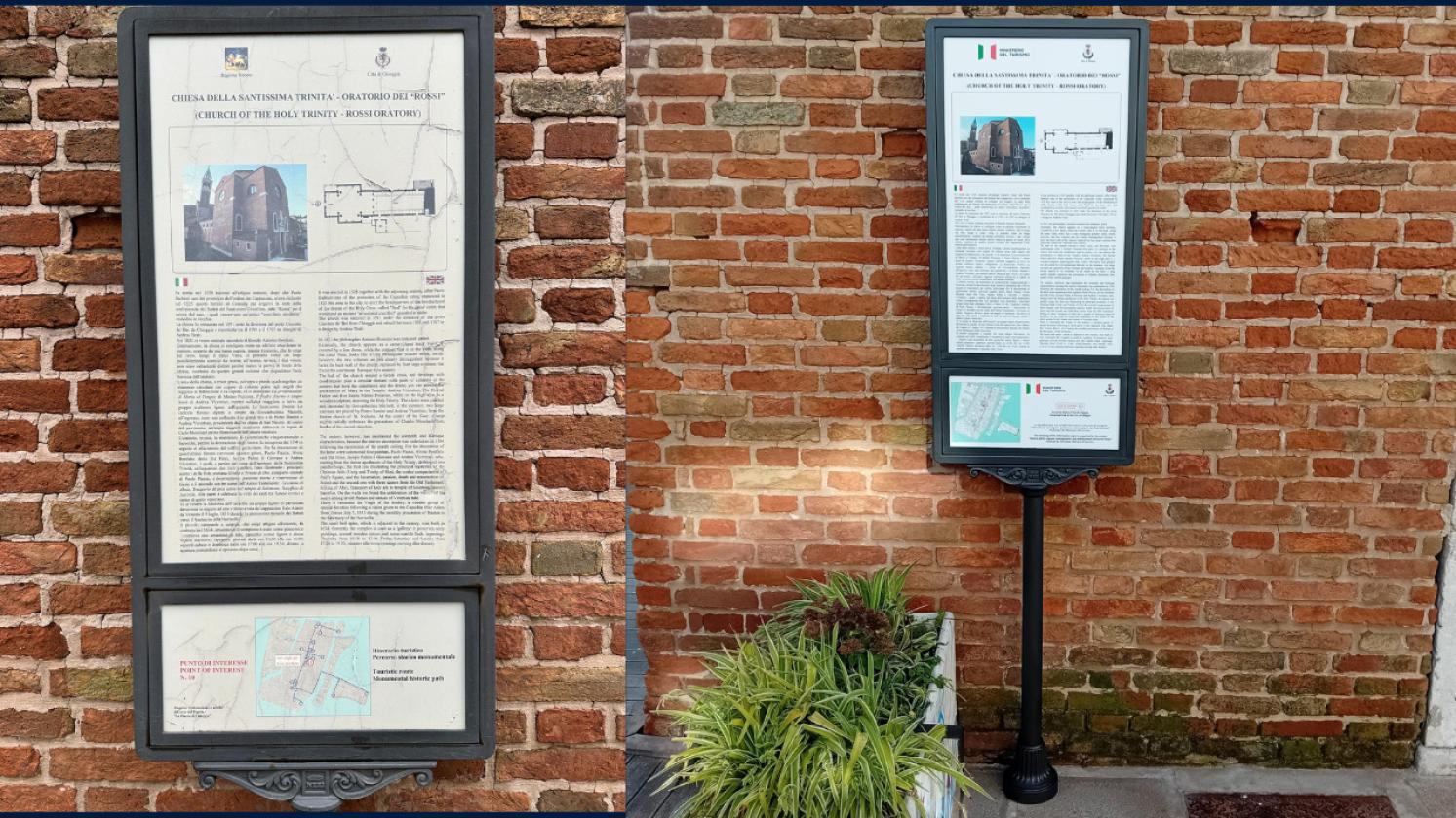 Bacheca Chiesa dei Rossi prima e dopo 