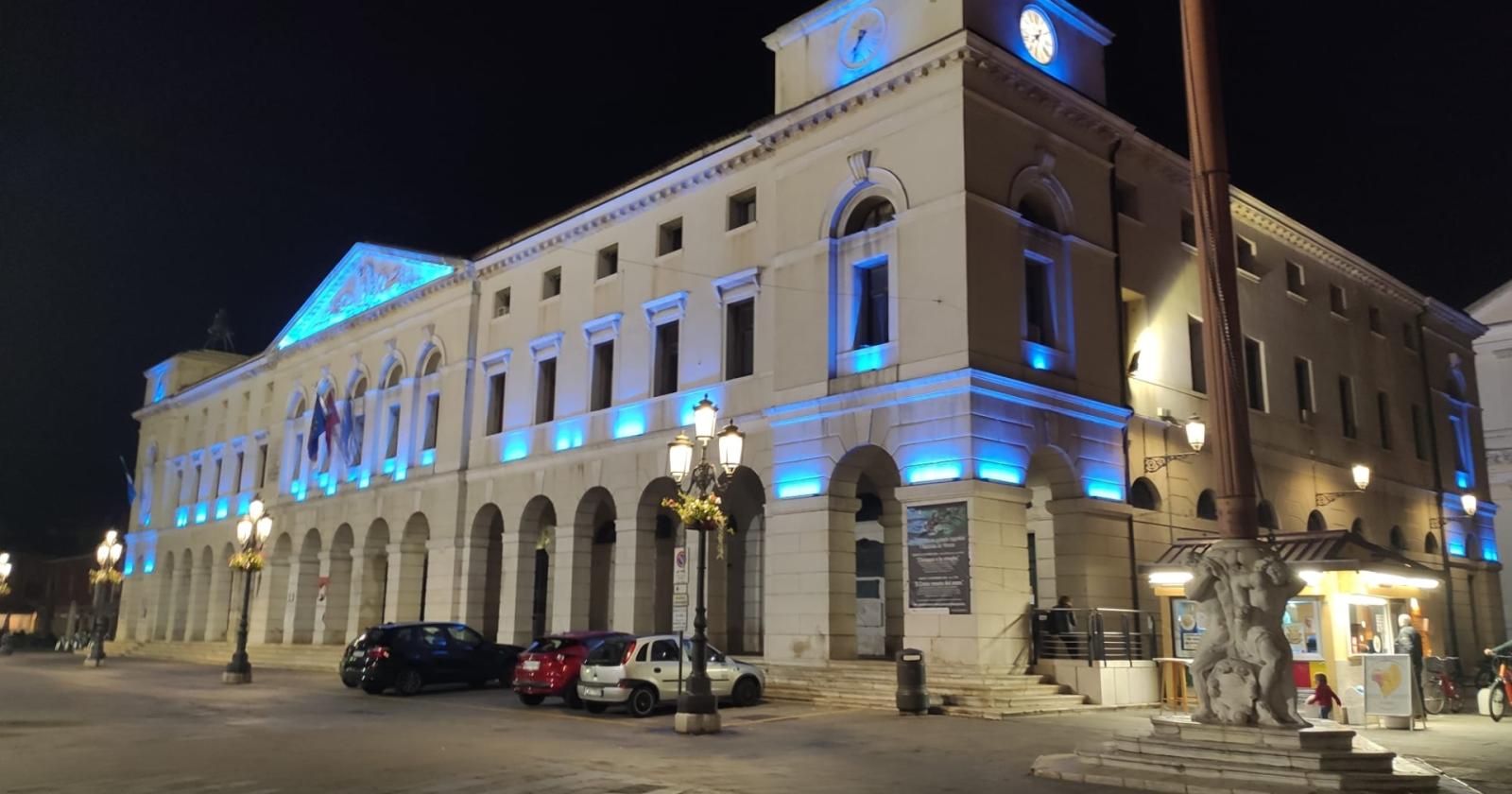 Prevenzione del diabete, municipio in blu