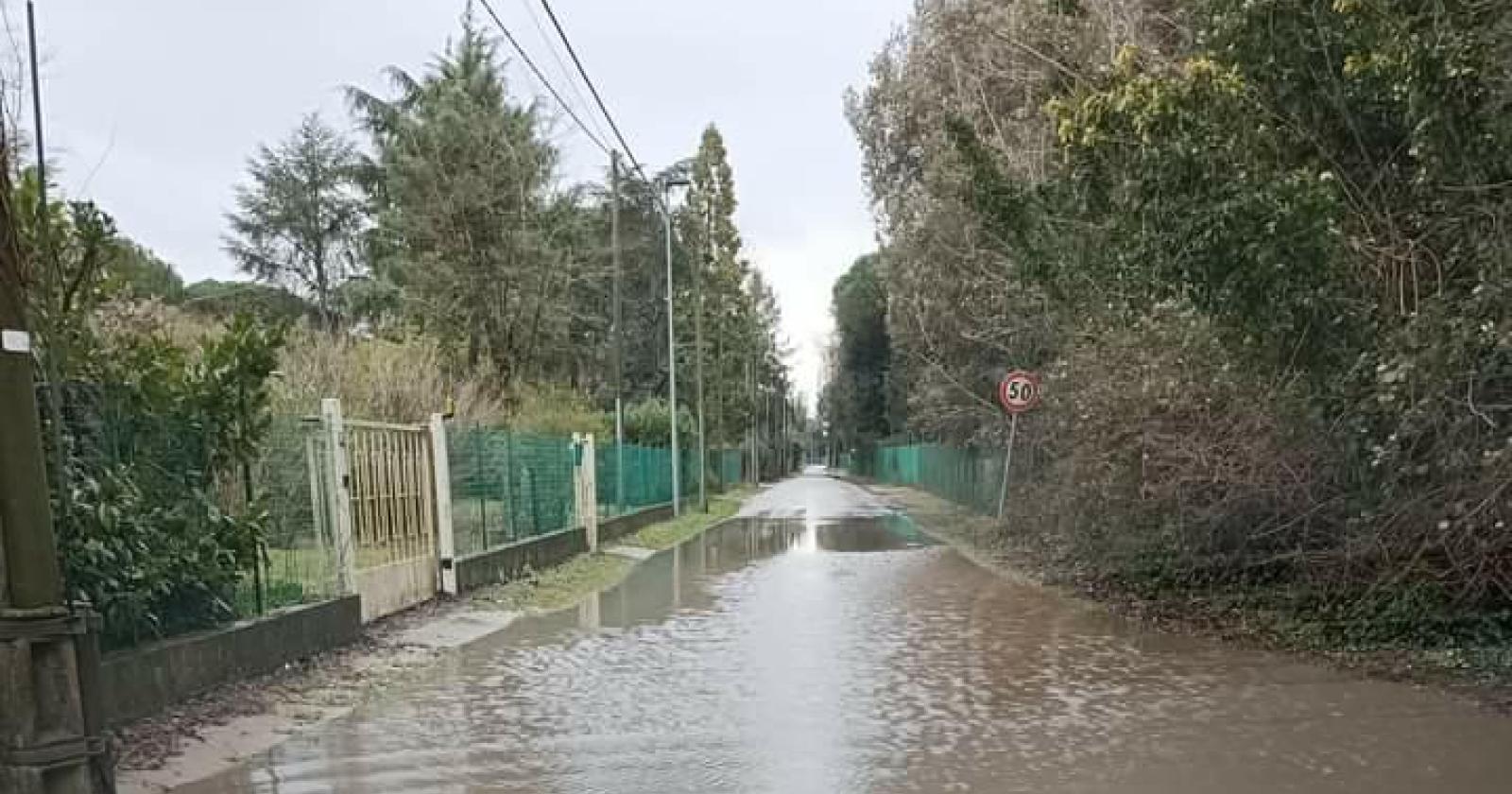 Via Pegorina, un fiume in piena
