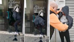 Pizzicata con la cassa in mano dopo la spaccata nel negozio