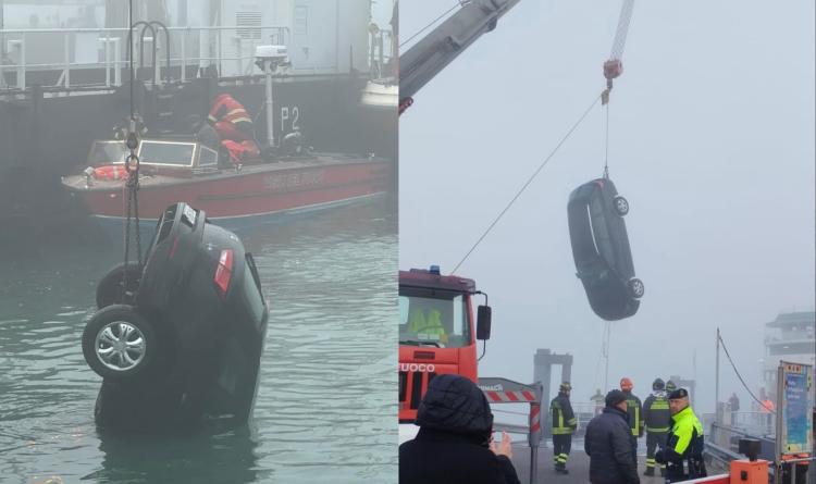 Finisce in laguna con l'auto e il cane